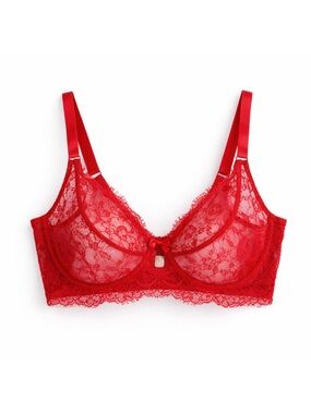 NWOT Victoria’s Secret 34 D red lace unlined demi bra